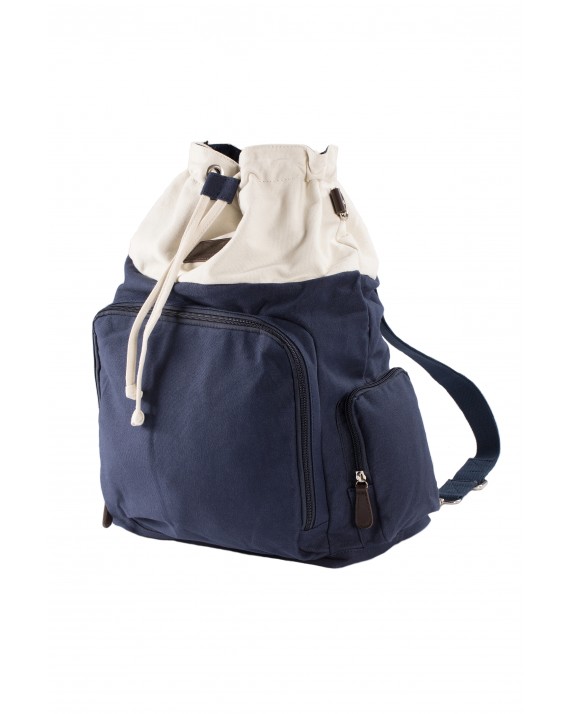 Wickelrucksack "Freya" blau-weiß Baumwollcanvas